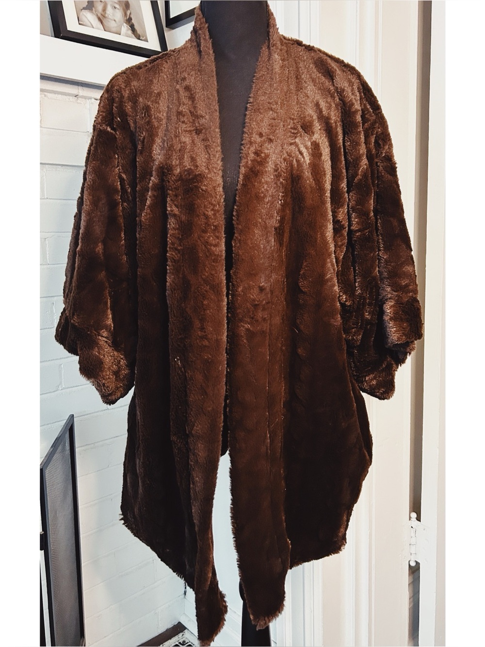 Dark Brown Natori Faux Fur Jacket Size M